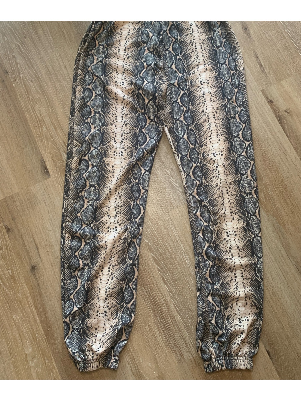 PrettyLittleThing Wide Leg Snake Print Pants in Beige and Black